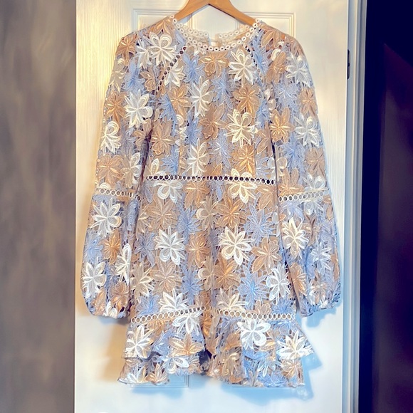 Multi Lace Dress MEDIUM / Cream, baby blue and gold - Picture 2 of 6